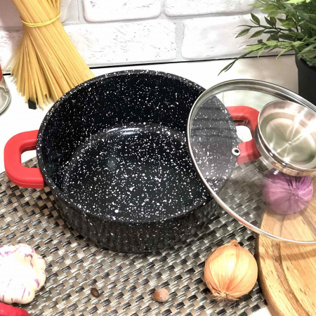 Казан - кастрюля круглая с мраморным покрытием A-Plus - 1469 - 2,4 л - 20 см ✅ базовая цена $14.05 ✔ Опт ✔ Скидки ✔ Заходите! - Интернет-магазин ✅ Фортуна-опт ✅