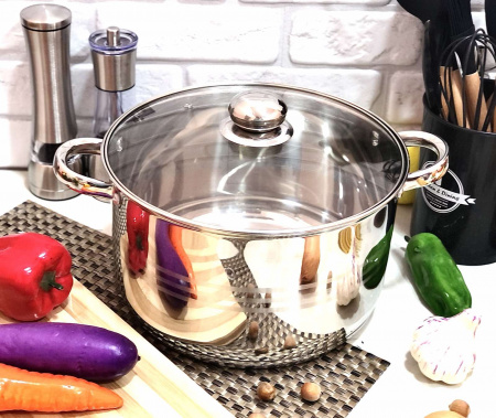 Кастрюля со стеклянной крышкой A-Plus - 2168 - 5,1 л  ✅ базовая цена $12.20 ✔ Опт ✔ Скидки ✔ Заходите! - Интернет-магазин ✅ Фортуна-опт ✅