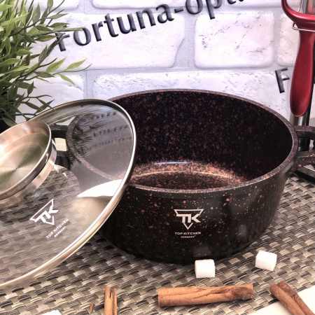 Кастрюля-казан Top Kitchen 4,5 л черный в оранжевую точку мрамор TК 00052 ✅ базовая цена $17.16 ✔ Опт ✔ Скидки ✔ Заходите! - Интернет-магазин ✅ Фортуна-опт ✅
