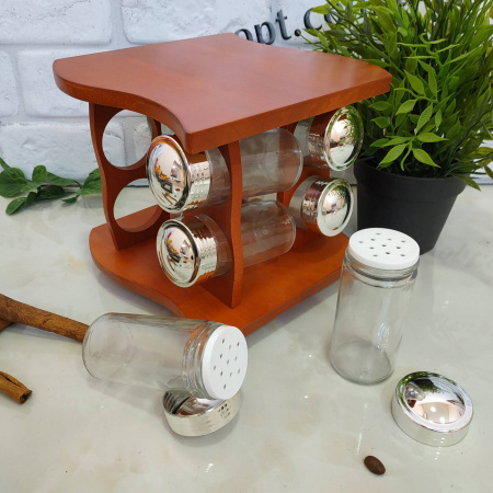 Спецовница на деревянной подставке 8 шт d18*15*17см Stenson 3822 ✅ картинка - Интернет-магазин ✅ Fortuna-opt.com.ua. ✅ Спецовница на деревянной подставке 8 шт d18*15*17см Stenson 3822 ✅ базовая цена $13.52 ✔ Опт ✔ Скидки ✔ Заходите! - Интернет-магазин ✅ Фортуна-опт ✅