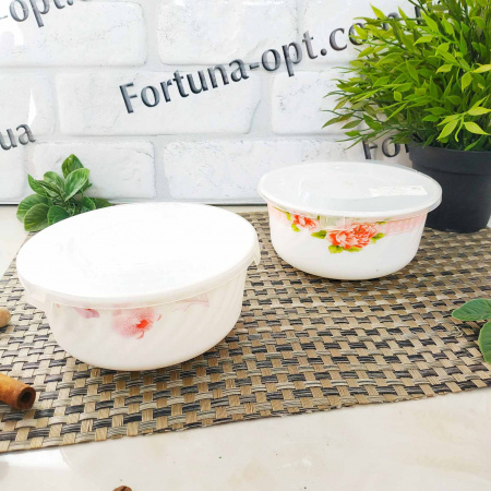 Салатник "5,5" стеклокерамический с крышкой микс SNT - 30053/3 ✅ базовая цена 32.05 грн. ✔ Опт ✔ Скидки ✔ Заходите! - Интернет-магазин ✅ Фортуна-опт ✅