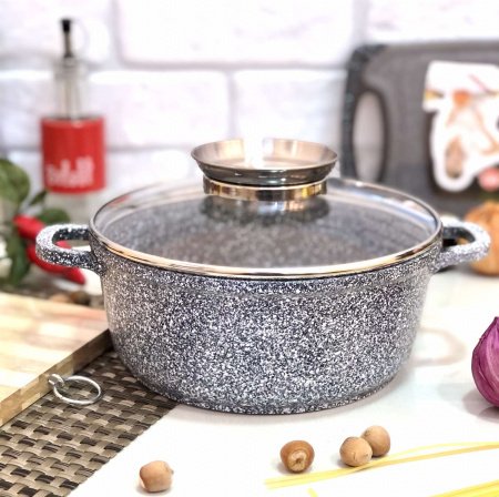 Казан мраморный 2,4 л  серый - Unique 5214 ✅ базовая цена $11.60 ✔ Опт ✔ Скидки ✔ Заходите! - Интернет-магазин ✅ Фортуна-опт ✅