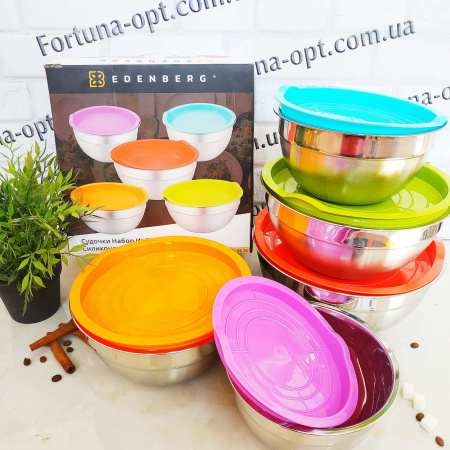 Набор мисок и из нержавейки с крышками Edenberg EB - 3636 - 5 шт ✅ базовая цена $19.37 ✔ Опт ✔ Скидки ✔ Заходите! - Интернет-магазин ✅Фортуна-опт ✅
