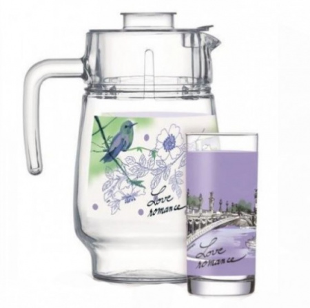 Кувшин + 6 стаканов набор 7 предметов LOVE ROMANCE PURPLE Luminarc - 5667 ✅ базовая цена 447.14 грн. ✔ Опт ✔ Скидки ✔ Заходите! - Интернет-магазин ✅ Фортуна-опт ✅