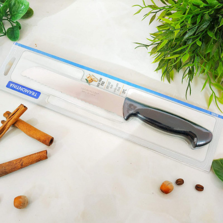 Нож для хлеба 178 мм Трамонтина USUAL в блистере черная ручка 23042/107 ✅ базовая цена 201.28 грн. ✔ Опт ✔ Скидки ✔ Заходите! - Интернет-магазин ✅ Фортуна-опт ✅