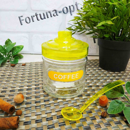 Банка стекло для специй с ложкой 320 мл желтая 7075 ✅ базовая цена 39.13 грн. ✔ Опт ✔ Скидки ✔ Заходите! - Интернет-магазин ✅ Фортуна-опт ✅