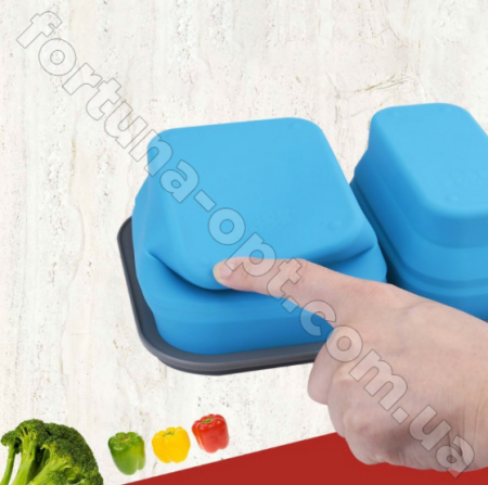 Ланч-бокс силиконовый складной Frico FRU - 384 - 600+300 мл  ✅ базовая цена $7.26 ✔ Опт ✔ Скидки ✔ Заходите! - Интернет-магазин ✅Фортуна-опт ✅