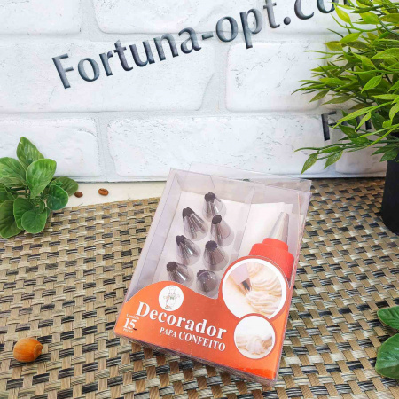 Мешок кондитерский +12 нержавеющих насадок 17125 ✅ картинка - Интернет-магазин ✅ Fortuna-opt.com.ua. ✅ Мешок кондитерский +12 нержавеющих насадок 17125 ✅ базовая цена 77.92 грн. ✔ Опт ✔ Скидки ✔ Заходите! - Интернет-магазин ✅ Фортуна-опт ✅