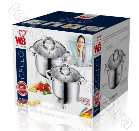 Набор нержавеющих кастрюль Wellberg WB - 22482 ✅ картинка - Интернет-магазин ✅ Fortuna-opt.com.ua. ✅ Набор нержавеющих кастрюль Wellberg WB - 22482➜ Опт и розница ✅ актуальная цена -Интернет магазин ✅ Фортуна ✅