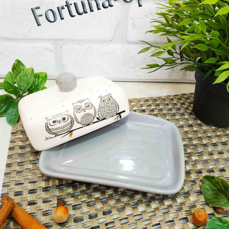 Масленка керамическая Совушки (13х17,h-5,5) 3397-18 ✅ базовая цена 182.50 грн. ✔ Опт ✔ Скидки ✔ Заходите! - Интернет-магазин ✅ Фортуна-опт ✅