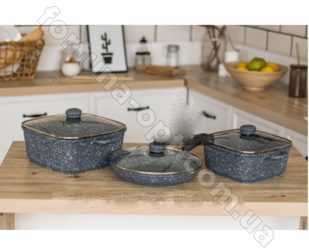 Набор посуды с мраморным покрытием A-Plus - 1505 ✅ картинка - Интернет-магазин ✅ Fortuna-opt.com.ua. ✅ Набор посуды с мраморным покрытием A-Plus - 1505 ✅ базовая цена $41.20 ✔ Опт ✔ Скидки ✔ Заходите! - Интернет-магазин ✅ Фортуна-опт ✅