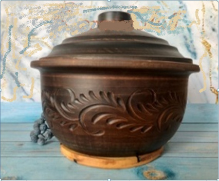 Жаровня резная из красной глины 4л - 2931 ✅ базовая цена 223.78 грн. ✔ Опт ✔ Скидки ✔ Заходите! - Интернет-магазин ✅ Фортуна-опт ✅