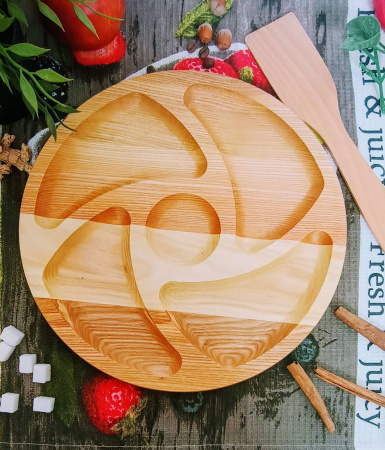 Менажница Ясень 30см круглая 4 секции 0127 ✅ базовая цена 243.15 грн. ✔ Опт ✔ Скидки ✔ Заходите! - Интернет-магазин ✅ Фортуна-опт ✅