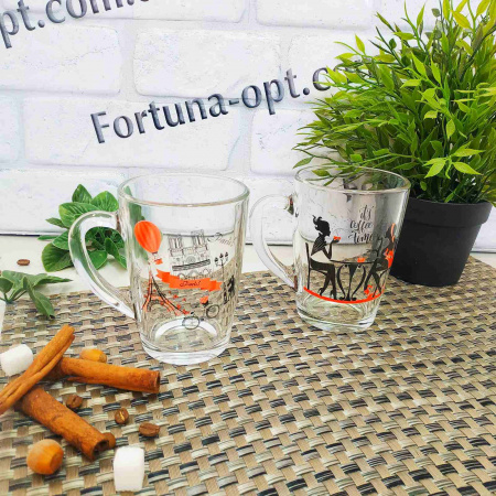 Чашка стекло 300 мл Капучино "Кофе тайм" 8141-1334 ✅ базовая цена 52.42 грн. ✔ Опт ✔ Скидки ✔ Заходите! - Интернет-магазин ✅ Фортуна-опт ✅