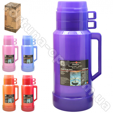 Термос со стеклянной колбой и двумя чашками Stenson - 218 - 1 л ➜ фото ➜ розн цена 116.87 грн. - Интернет-магазин ✅ Fortuna-opt.com.ua. ✅ 