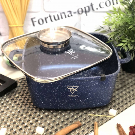 Кастрюля -казан квадрат Top Kitchen синий мрамор 4,5 л -(24см) TK 00055 ✅ базовая цена $20.84 ✔ Опт ✔ Скидки ✔ Заходите! - Интернет-магазин ✅ Фортуна-опт ✅