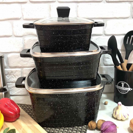 Набор кастрюль Top Kitchen черный ТК 00024  ✅ базовая цена $58.35 ✔ Опт ✔ Скидки ✔ Заходите! - Интернет-магазин ✅ Фортуна-опт ✅