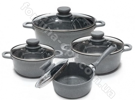 Набор посуды с мраморным  покрытием Edenberg EB - 9181 серый ✅ базовая цена $52 ✔ Опт ✔ Скидки ✔ Заходите! - Интернет-магазин ✅ Фортуна-опт ✅