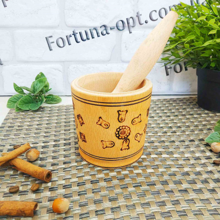 Ступка деревянная большая  0513 ✅ базовая цена 47.95 грн. ✔ Опт ✔ Скидки ✔ Заходите! - Интернет-магазин ✅ Фортуна-опт ✅