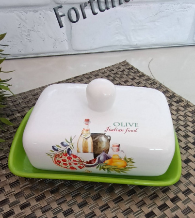 Масленка керамическая Итальянские травы - 3397-13 ✅ картинка - Интернет-магазин ✅ Fortuna-opt.com.ua. ✅ Масленка керамическая Итальянские травы - 3397-13 ✅ базовая цена 188.48 грн. ✔ Опт ✔ Скидки ✔ Заходите! - Интернет-магазин ✅ Фортуна-опт ✅