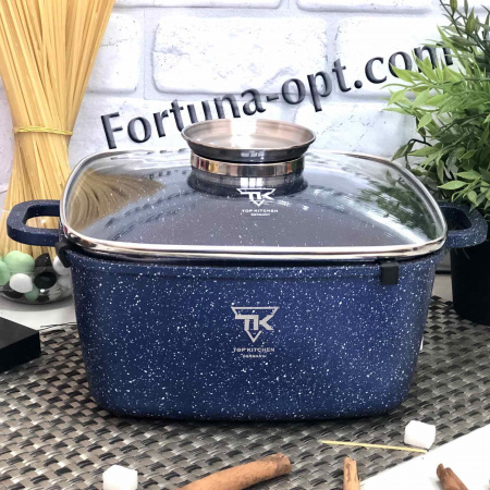 Кастрюля -казан квадрат Top Kitchen синий мрамор 4,5 л -(24см) TK 00055 ✅ базовая цена $20.84 ✔ Опт ✔ Скидки ✔ Заходите! - Интернет-магазин ✅ Фортуна-опт ✅