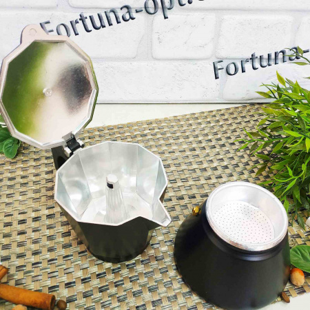 Кофеварка гейзерная черная на 6 чашек A-Plus - 2091 ✅ базовая цена $9.41 ✔ Опт ✔ Скидки ✔ Заходите! - Интернет-магазин ✅ Фортуна-опт ✅