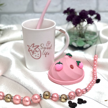 Чашка с силиконовой крышкой и трубочкой 400 мл Sweet life Stenson - 00518 ✅ базовая цена $6.70 ✔ Опт ✔ Скидки ✔ Заходите! - Интернет-магазин ✅ Фортуна-опт ✅