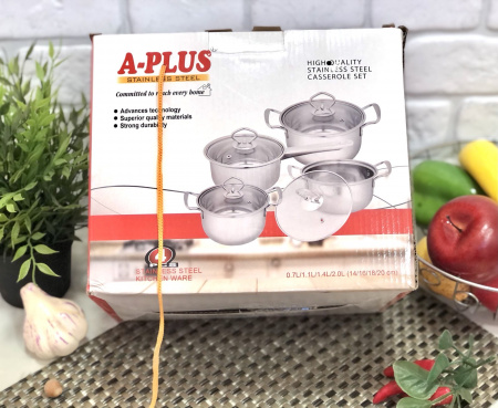 Набор нержавеющих кастрюль A-Plus - 2063 ➜ Опт и розница ✅ актуальная цена -Интернет магазин ✅ Фортуна ✅
