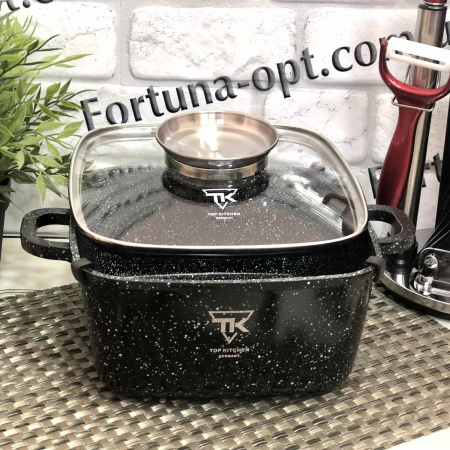 Кастрюля-казан Top Kitchen черный в белую точку мрамор 6,7 л - (28 см) TК 00056 ✅ базовая цена $21.79 ✔ Опт ✔ Скидки ✔ Заходите! - Интернет-магазин ✅ Фортуна-опт ✅