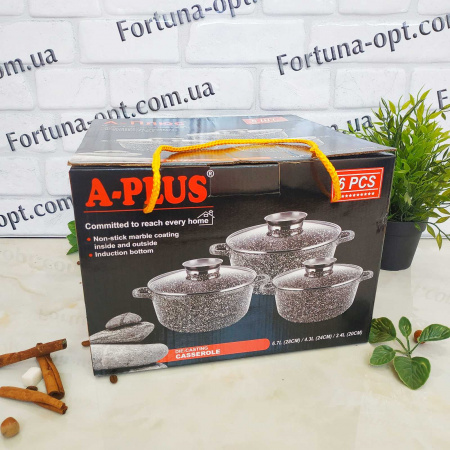 Набор кастрюль с мраморным покрытием A-Plus - 1490 ✅ базовая цена $60.49 ✔ Опт ✔ Скидки ✔ Заходите! - Интернет-магазин ✅ Фортуна-опт ✅