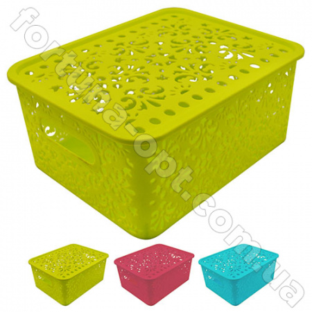 Контейнер ажурный с крышкой 25*19,5*10,5 см Stenson - 84557 ✅ базовая цена 12.20 грн. ✔ Опт ✔ Скидки ✔ Заходите! - Интернет-магазин ✅ Фортуна-опт ✅