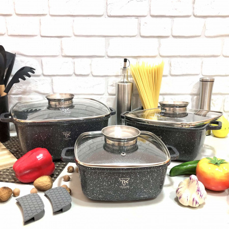 Набор кастрюль серый Top Kitchen - 00025 ✅ картинка - Интернет-магазин ✅ Fortuna-opt.com.ua. ✅ Набор кастрюль серый Top Kitchen - 00025 ✅ базовая цена $46.22 ✔ Опт ✔ Скидки ✔ Заходите! - Интернет-магазин ✅ Фортуна-опт ✅