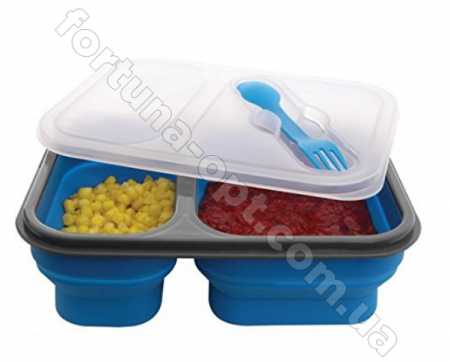 Ланч-бокс силиконовый складной Frico FRU - 384 - 600+300 мл  ✅ базовая цена $7.26 ✔ Опт ✔ Скидки ✔ Заходите! - Интернет-магазин ✅Фортуна-опт ✅