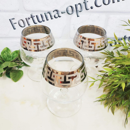 Набор бокалов для бренди, коньяка 410 мл 6шт/наб Греческий Узор серебро - 03-1812 ✅ базовая цена 346.20 грн. ✔ Опт ✔ Скидки ✔ Заходите! - Интернет-магазин ✅ Фортуна-опт ✅