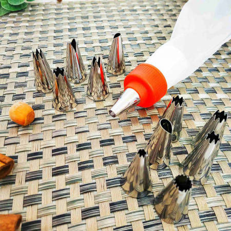 Мешок кондитерский +12 нержавеющих насадок 17125 ✅ картинка - Интернет-магазин ✅ Fortuna-opt.com.ua. ✅ Мешок кондитерский +12 нержавеющих насадок 17125 ✅ базовая цена 77.92 грн. ✔ Опт ✔ Скидки ✔ Заходите! - Интернет-магазин ✅ Фортуна-опт ✅