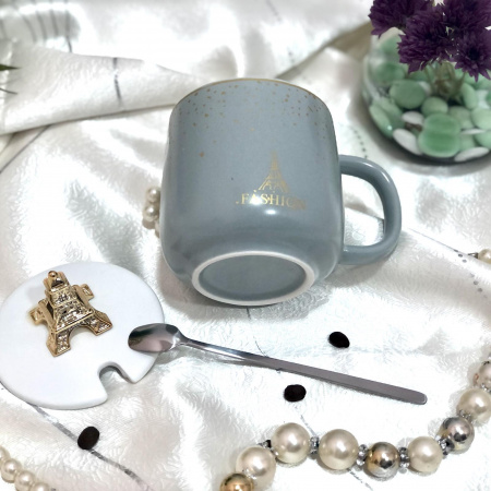 Чашка с крышкой и ложкой 400 мл "Париж" 88398  ✅ базовая цена $5.08 ✔ Опт ✔ Скидки ✔ Заходите! - Интернет-магазин ✅ Фортуна-опт ✅