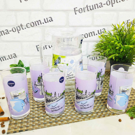 Кувшин + 6 стаканов набор 7 предметов LOVE ROMANCE PURPLE Luminarc - 5667 ✅ базовая цена 447.14 грн. ✔ Опт ✔ Скидки ✔ Заходите! - Интернет-магазин ✅ Фортуна-опт ✅