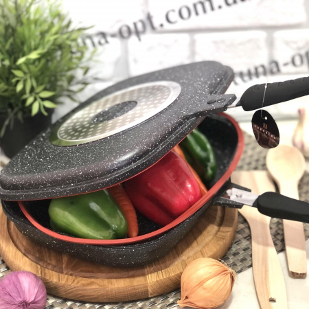 Двухсторонняя сковорода-гриль для гриля и жарки 30 см A-PLUS 1500 ✅ базовая цена $21.56 ✔ Опт ✔ Скидки ✔ Заходите! - Интернет-магазин ✅ Фортуна-опт ✅