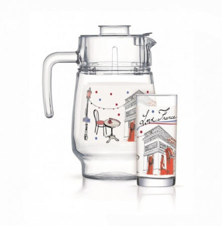 Кувшин + 6 стаканов набор 7 предметов LOVE FRANCE RED Luminarc - 5670 ✅ базовая цена 337.44 грн. ✔ Опт ✔ Скидки ✔ Заходите! - Интернет-магазин ✅ Фортуна-опт ✅