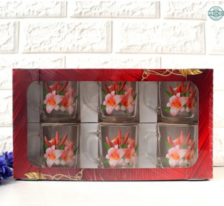 Набор стеклянных чашек 6 предметов Ретро 8252 ✅ базовая цена 149.18 грн. ✔ Опт ✔ Скидки ✔ Заходите! - Интернет-магазин ✅ Фортуна-опт ✅