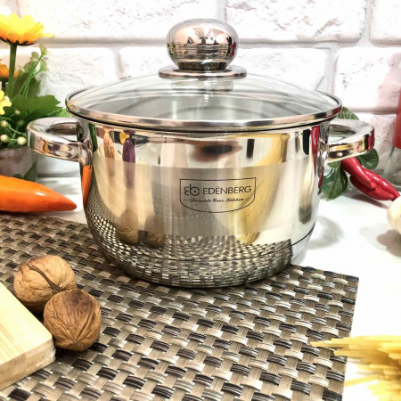 Кастрюля нержавеющая с крышкой Edenberg EB - 3006 - 4,0 л ✅ базовая цена $21.17 ✔ Опт ✔ Скидки ✔ Заходите! - Интернет-магазин ✅ Фортуна-опт ✅