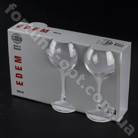 Набор бокалов для вина Эдем 350 мл 3 шт. - 1820 ✅ картинка - Интернет-магазин ✅ Fortuna-opt.com.ua. ✅ Набор бокалов для вина Эдем 350 мл 3 шт. - 1820 ✅ базовая цена 96.10 грн. ✔ Опт ✔ Скидки ✔ Заходите! - Интернет-магазин ✅ Фортуна-опт ✅