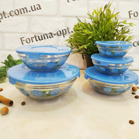 Набор круглых судочков стекло A - Plus - 0121 - 5 шт ✅ базовая цена $4.44 ✔ Опт ✔ Скидки ✔ Заходите! - Интернет-магазин ✅Фортуна-опт ✅