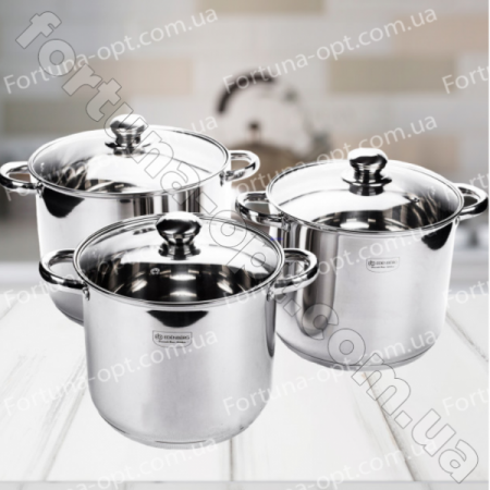 Набор посуды большие кастрюли Edenberg EB - 530 ✅ картинка - Интернет-магазин ✅ Fortuna-opt.com.ua. ✅ Набор посуды большие кастрюли Edenberg EB - 530➜ Опт и розница ✅ актуальная цена -Интернет магазин ✅ Фортуна ✅