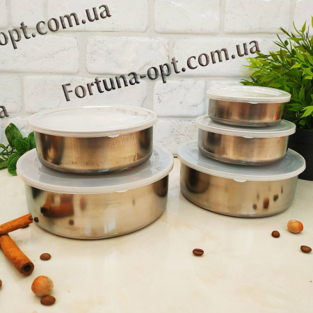 Судочки нержавеющие с крышками A-Plus - 1018 - 5 шт ✅ базовая цена $2.84 ✔ Опт ✔ Скидки ✔ Заходите! - Интернет-магазин ✅Фортуна-опт ✅