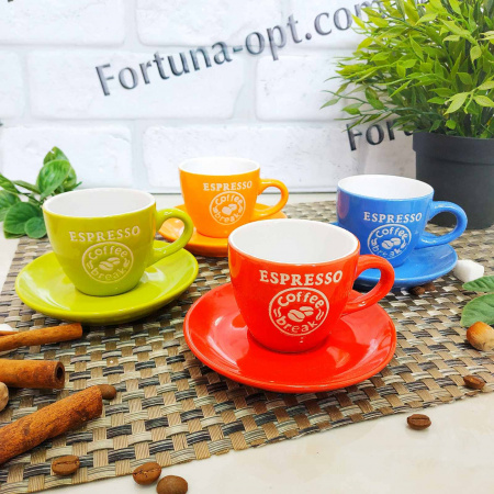 Чашка керамическая 90 мл с блюдцем 13650-4 ✅ базовая цена 14.24 грн. ✔ Опт ✔ Скидки ✔ Заходите! - Интернет-магазин ✅ Фортуна-опт ✅