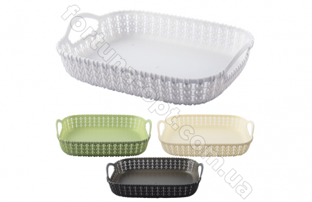 Корзинка плетенка пластиковая 26*20*5 см - Stenson - 85445  ✅ базовая цена $1.34 ✔ Опт ✔ Скидки ✔ Заходите! - Интернет-магазин ✅ Фортуна-опт ✅