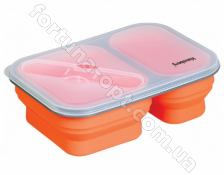 Ланч-бокс силиконовый складной Frico FRU - 384 - 600+300 мл  ✅ базовая цена $7.26 ✔ Опт ✔ Скидки ✔ Заходите! - Интернет-магазин ✅Фортуна-опт ✅