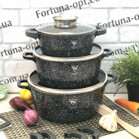 Набор посуды с мраморным покрытием серый Top Kitchen - TK 00021 ✅базовая цена$41.55✔Опт✔Скидки✔Заходите! - Интернет-магазин ✅Фортуна-опт ✅