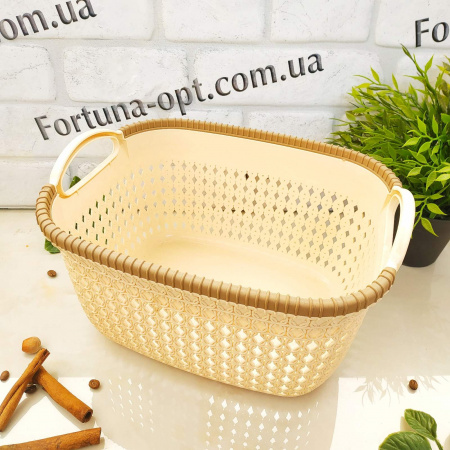Пластиковая корзина-плетенка с ручками 29*24*16 см - Stenson - 85471 ✅ базовая цена $3.20 ✔ Опт ✔ Скидки ✔ Заходите! - Интернет-магазин ✅ Фортуна-опт ✅